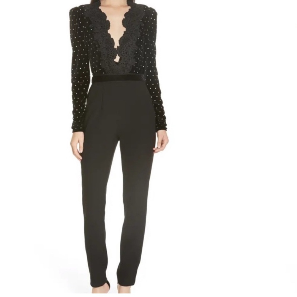 Self-Portrait Black Lace Detail Jumpsuit